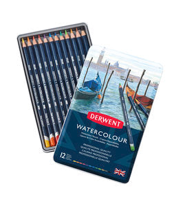 Derwent Watercolour Pencils, 12 Colour Tin Set