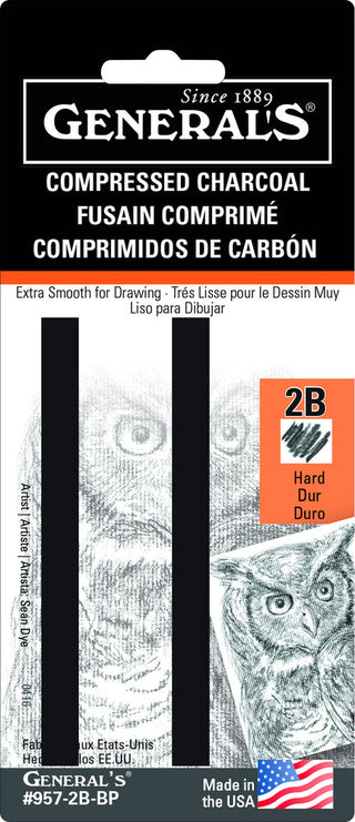 Extra Smooth Compressed Charcoal Set, Square- 2B Hard (2 Pack)