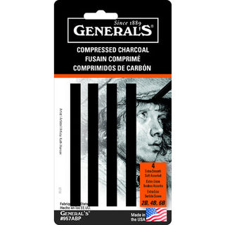 Extra Smooth Compressed Charcoal Set Square - Assorted (4 Pack)