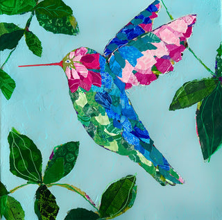 Torn Paper Collage: Hummingbird
