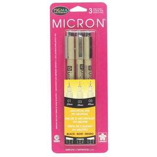 Micron Pen Set, Black (3 Pack - 01, 03, 05)