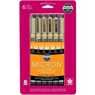 Micron Pen Set, Black (6 pc)