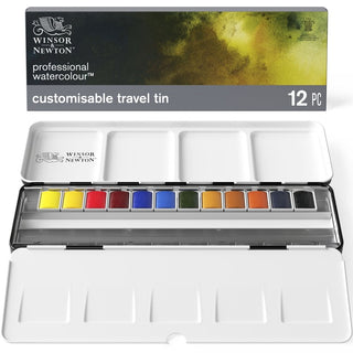 Winsor & Newton Professional Watercolour Customizable Travel Tin, 12 Half Pans