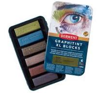 Derwent XL Graphitint Blocks, Metal Tin, 6 Count