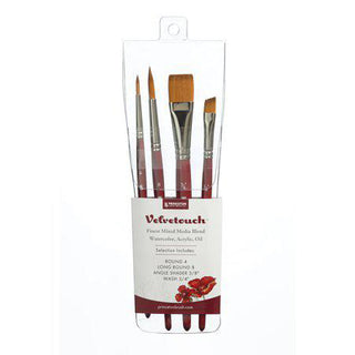 Princeton Series 3950 Velvetouch All Media Synthetic Brush Set, Professional (4pc)